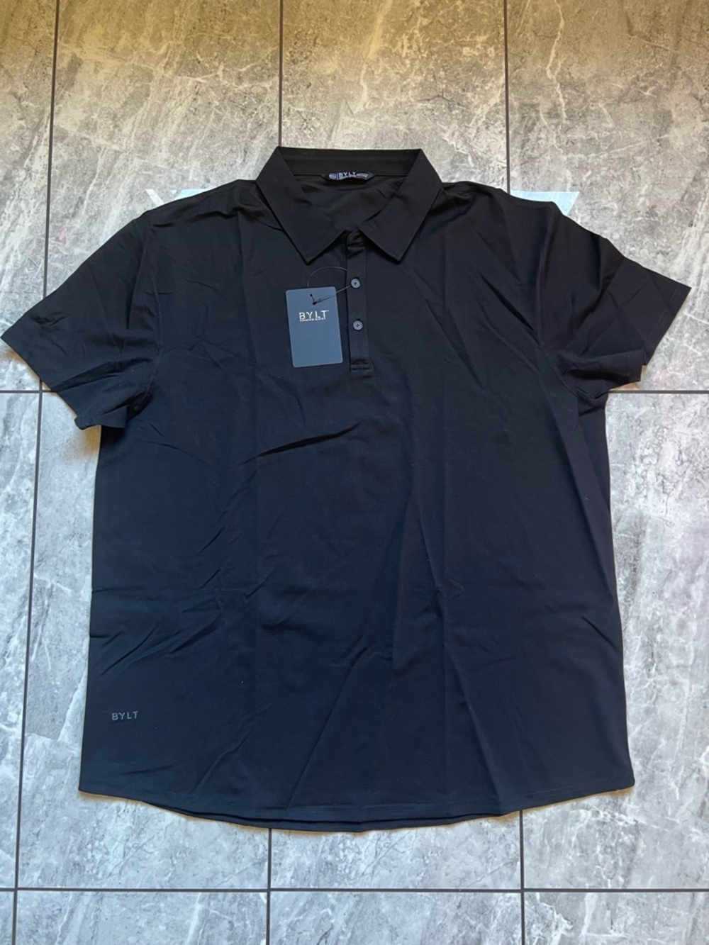 BYLT Premium Basics Mens Black Everyday Drop-Cut Polo NWT Embroidered Brand 2XL